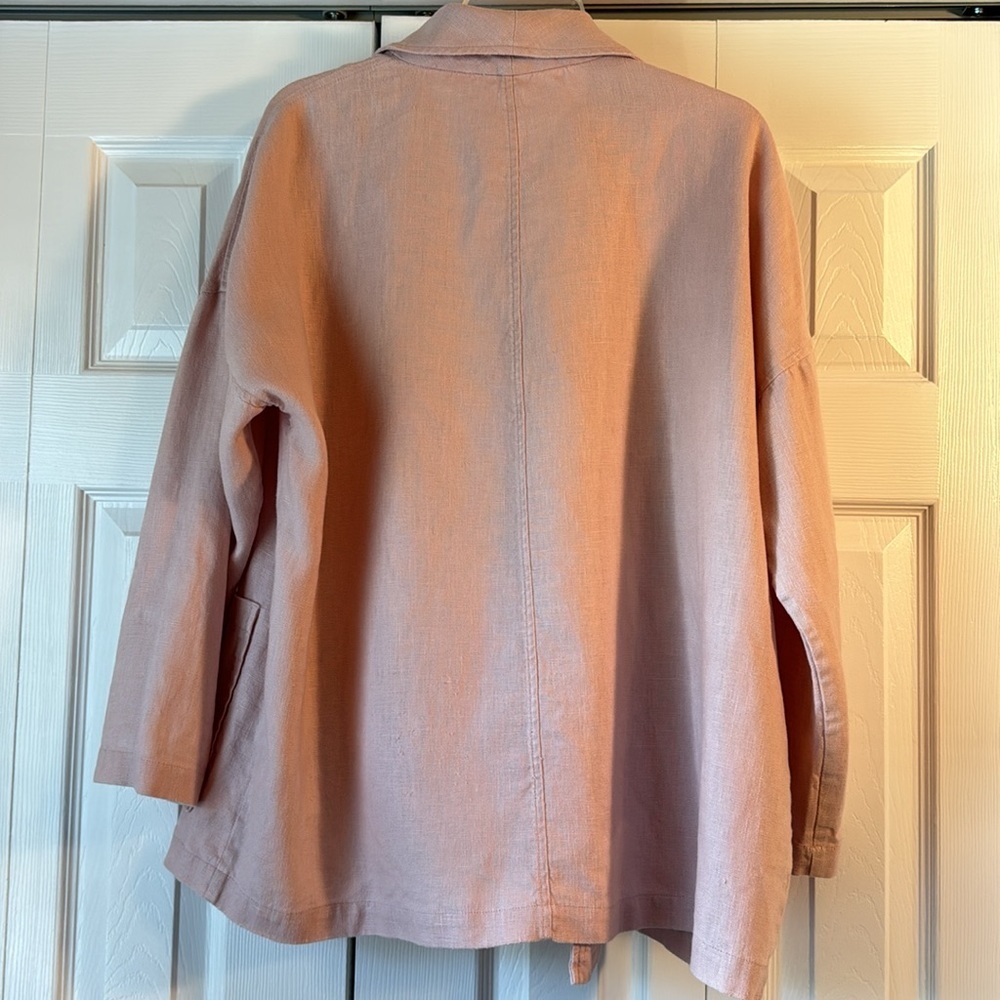 Eileen Fisher Organic Linen Shawl Collar Jacket Dusty Pink Rose Size S - Picture 11 of 15